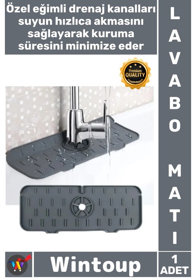 Mat Silikon Musluk Sıçrama Plakası Drenajlı Tezgah Koruyucu Kurutma Fonksiyonu Lavabo Sızdırmaz Mat Çok Renkli