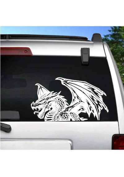 Ejderha Sticker - Araba Oto Motosiklet Karavan Cam Araç Sticker - 00232 30x17 Cm