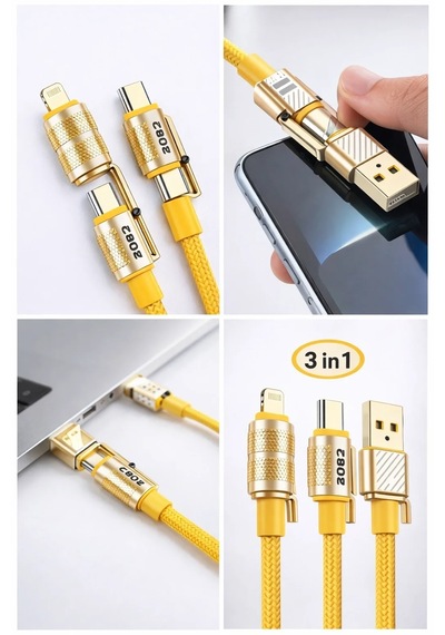 Go İthalat 4in1 Hızlı Şarj Ve Data Kablosu Type-c / Lightning / Micro Usb Pl-8631