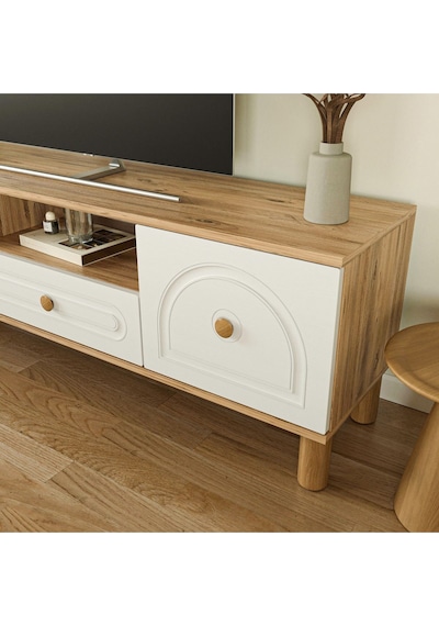 Bohem Tv Ünitesi 150 Cm N Çizgili Mdf Kapak Beyaz