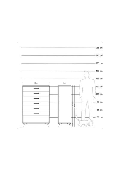 Hyperion Dolap 6 Çekmeceli 88x44x134 Antrasit-çam Antrasit