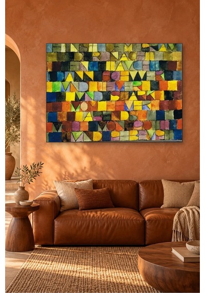 Fida Paul Klee Renkli Harf Kareleri Şiiri Canvas Tablo Çok Renkli
