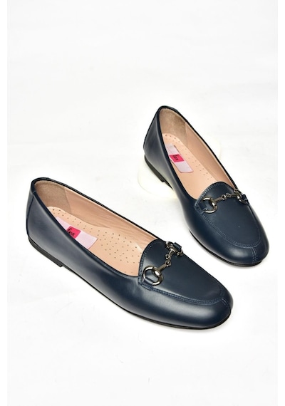 Fox Shoes R667001403 Lacivert Hakiki Deri Babet Lacivert