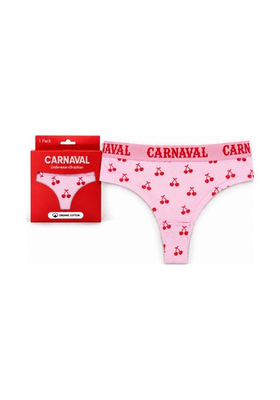 Carnaval Socks Kiraz Desenli Kadın Brazilian Külot Pamuklu Likralı Pembe Çok Renkli