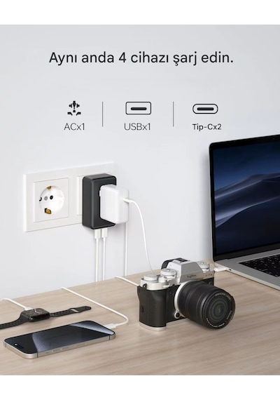 25w Evrensel Seyahat Adaptörü 2xtype-c 1xusb Eu Us Au Uk Priz Fiş Çevirici Dönüştürücü
