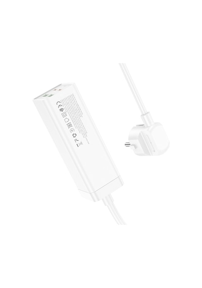 Hoco Ac10a Barry Pd65w 2type-c+2usb Bağlantı Noktaları, 1 Soketli Masaüstü Şarj Cihazı, Kablo Uzunluğu: 1.5m, Ab Fiş Beyaz