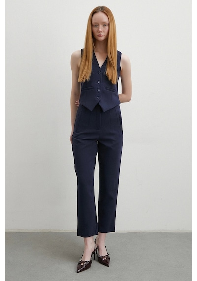Önü Pensli Skinny Kumaş Pantolon Lacivert Lacivert Önü Pensli Skinny Kumaş Pantolon Lacivert Lacivert