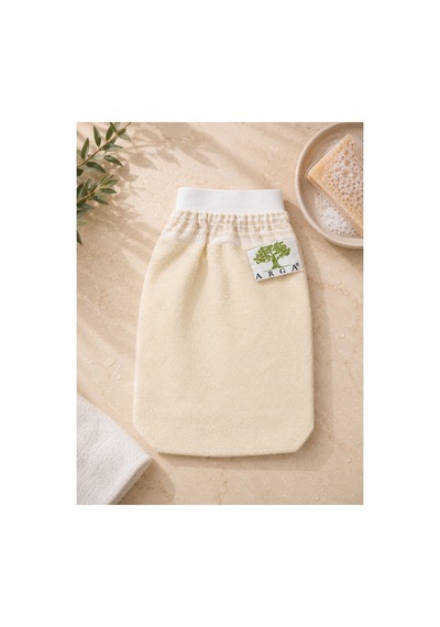 Lüks Krep Kese Lastikli Krem 24x15 Cm Elastik Banyo Kesesi Vücut Peeling Kesesi - 901047680