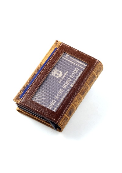 Ancora Leather Hakiki Deri Croco Mekanizmalı Erkek Cüzdanı Taba