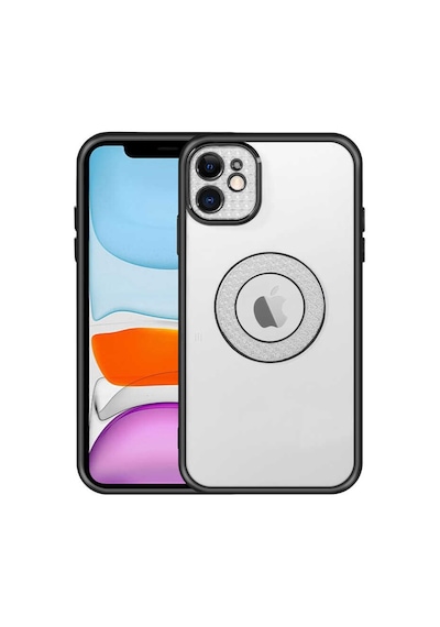 Zore Apple iPhone 12 Uyumlu Kamera Korumalı Logo Gösteren Omsy Esta Kılıf-siyah
