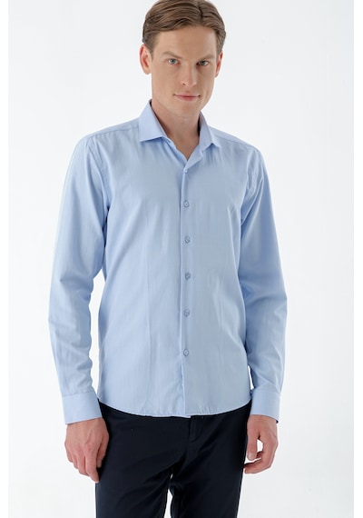 Morven Erkek Mavi Trend Baskılı Desenli İtalyan Yaka Slim Fit Gömlek 24mc004011300 Mavi