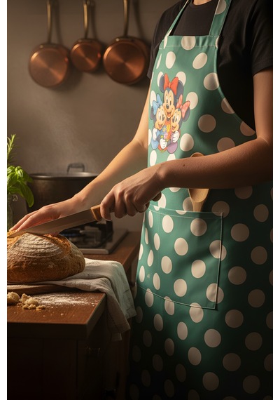 Su Yeşili Gabardin Puantiyeli Kumaş Mutfak Aşçı Önlüğü Master Chef Su Yeşili