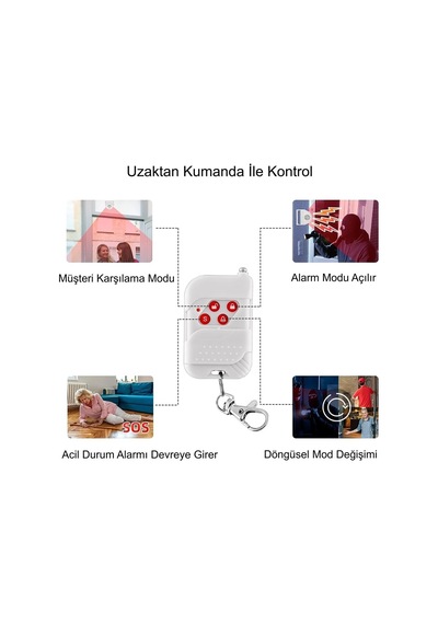 Misafir Karşılama Zili 3 Modlu Kumandalı Hareket Sensörlü Güvenlik Alarm Pır Sensör