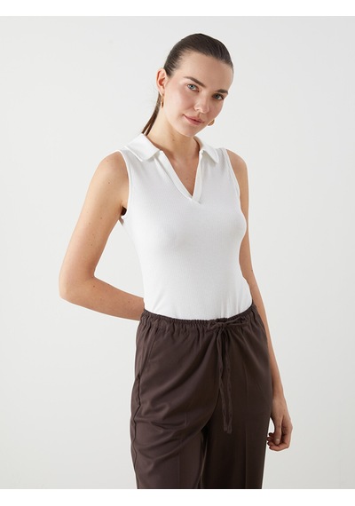 Lcwaıkıkı Classic Beyaz Polo Yaka Kadın Atlet