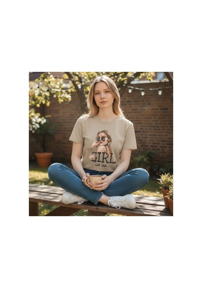 Urbantrendstore Unisex Genç Kız Stili Oversize Fit Rahat Geniş Salaş T-shirt Günlük Tişört Bej