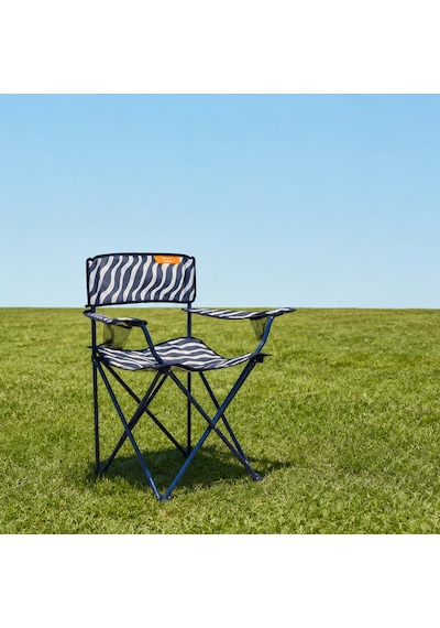 Living Zebra Desen Kamp Sandalyesi - Lacivert - 50x50x78 Cm Çok Renkli