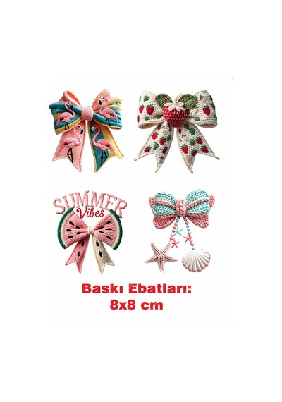 4 Adet Örgü Görünümlü Ütü İle Yapışan Tekstil Kumaş Tişört Baskı 3341