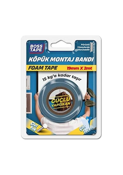Tape Çift Tarafli Köpük Aksesuar Montaj Bandi 15 Kg, 19 Mm X 2 Metre Boyut