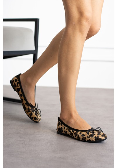 Zenneshoes Kadın Günlük Molly Leopar Yuvarlak Burun Balerin Babet