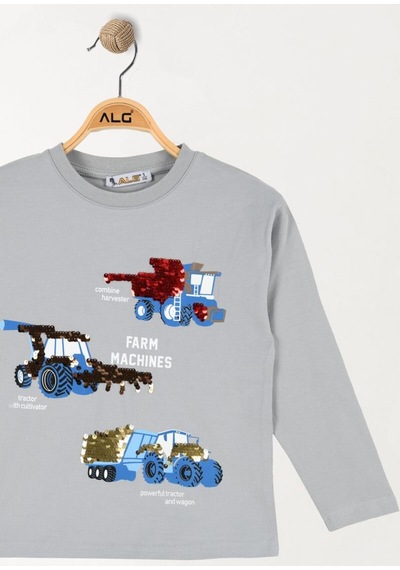 Alglıfe Erkek Çocuk Pullu Sweatshırt Gri