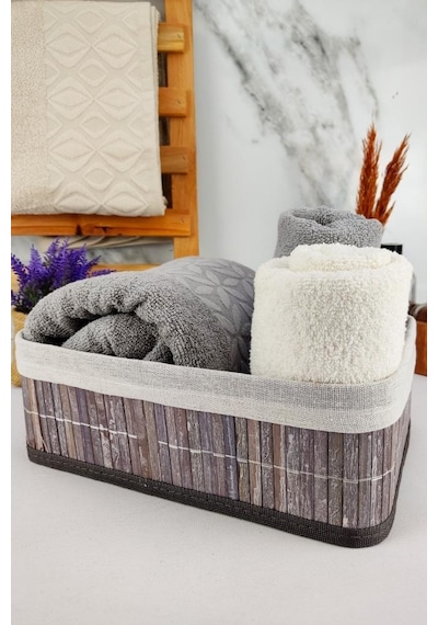 Digithome Bambu Çok Amaçlı Saklama Kutusu Düzenleyici Orta Boy Organizer Gri 29x19x10 Cm - Cl-6006-2