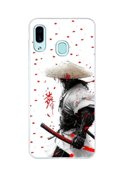 Samsung Galaxy A30 Uyumlu Şeffaf Kılıf Samurai 1 Tasarımlı