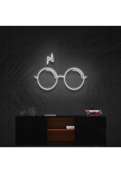 Harry Potter Gözlük Ve Yara İzli Neon Tabela Beyaz