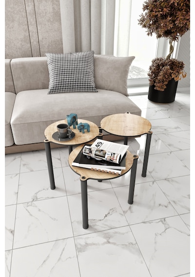 La Via Safir Meşe Yuvarlak Zigon 3 Lü Meşe