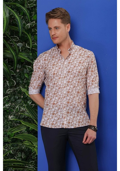 Efor G 1542 Slim Fit Taba Klasik Gömlek Taba