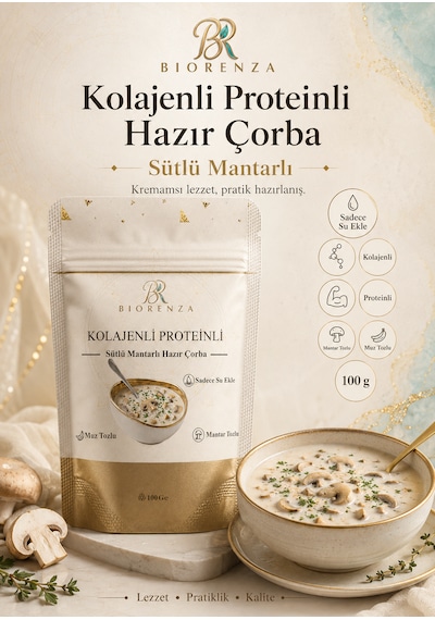 Kolajenli Proteinli Sütlü Mantarlı Hazır Çorba Toz Çorba Karışımı 100 G