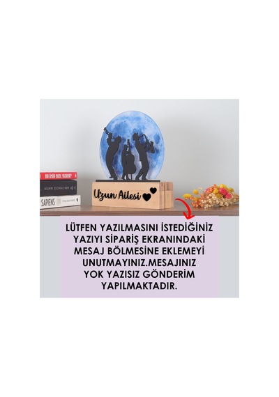 Işıklı Pleksi Dolunay Kişiselleştirilebilir Dekoratif Biblo Orkestra Jazz Anahtar Askılığı Mavi - 740056476 Mavi