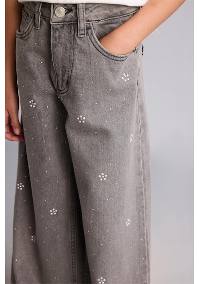 Defacto 90s Wide Leg Desenli Pantolon Kız Çocuk I4476a826aunm18 Gri-nm18