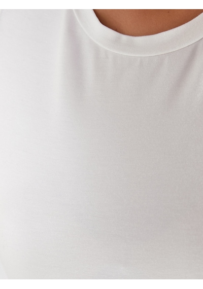 Faik Sönmez Yuvarlak Yaka Kısa Kol T-shirt 00002 B0000273 Ekru