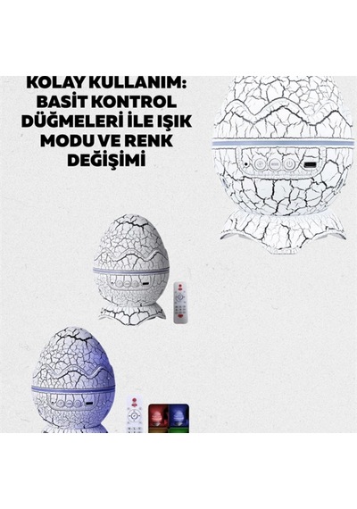 Dinozor Yumurtası Tasarımlı Projektörlü Gece Lambası Renkli 17360567