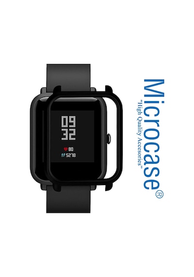 Microcase Amazfit Bip Lite Sert Rubber Çerçeve Koruma Kılıf Siyah