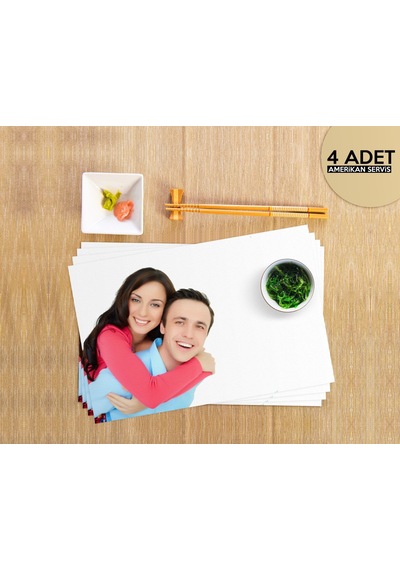 Bk Gift Kişiye Özel Fotoğraflı 4 Adet Amerikan Servis Seti Çok Renkli