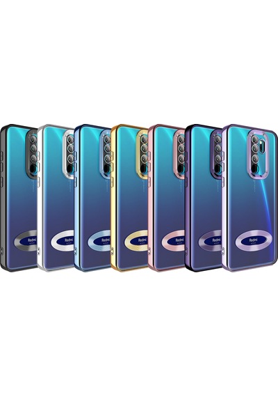 Xiaomi Redmi Note 8 Pro Kılıf Kamera Korumalı Logo Gösteren Zore Omega Kapak Gümüş