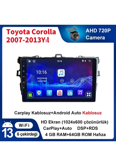 Toyota Corolla 2007-2013 Yıl Multimedya 4-64 Gb Navigasyon