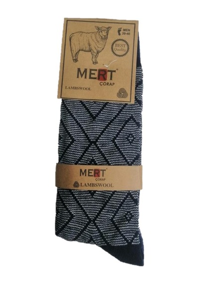 12 Li Paket Mert Erkek Kışlık Yün Çorap Karışık Renk Çok Renkli