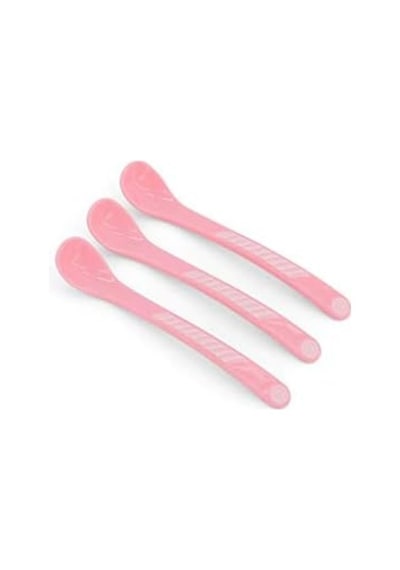 3 Lü Bebek Kaşığı Seti Pembe 6+ Ay Açık Ahşap