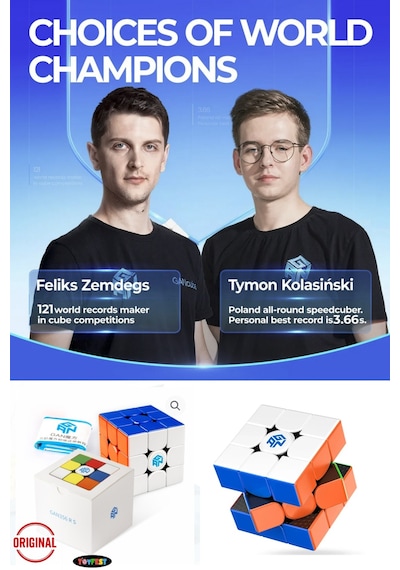 Gan Cube 3356 R S Stickerless 3x3 Zeka Küpü Profesyonel Speed Cube