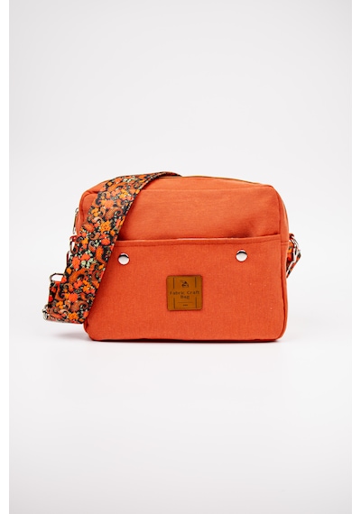 Fabric Craft Bag Çapraz Askılı Kadın Kumaş Omuz Çantası Fermuarlı 27x24 Cm Kiremit