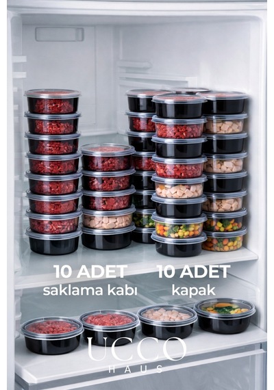 10'lu 250 Ml Kıyma Et Sos Kemik Suyu Sebze Saklama Kabı Sızdırmaz Mikrodalga Buzluk Düzenleyici Siyah