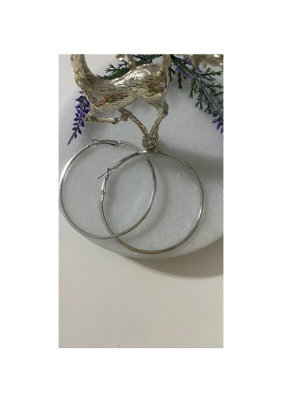 Kopya -halka Küpe Altın Kaplama Paslanmaz Lak Kaplama Silver Renk Halka Küpe Antialerjik Halka Küpe Silver