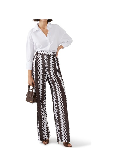 Missoni Zigzag Desenli Geniş Paça Pantolon Koyu Kahverengi