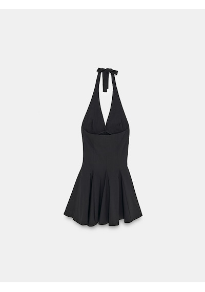 Dilvin 91633 Halter Yaka Mini Elbise-siyah