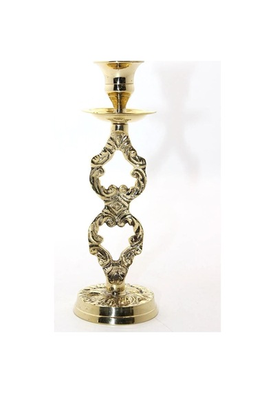 Tekli Pirinç Şamdan 27767 Şamdan Mumluk 18 Cm Çok Renkli
