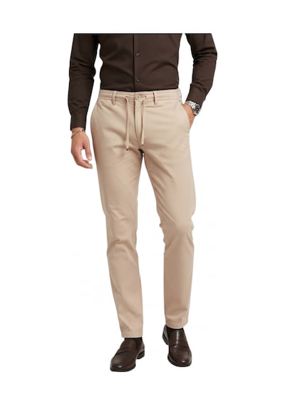 Deepsea Erkek Camel Esnek Kumaş Slim Fit Beli Lastikli Günlük Spor Pantolon 2601070