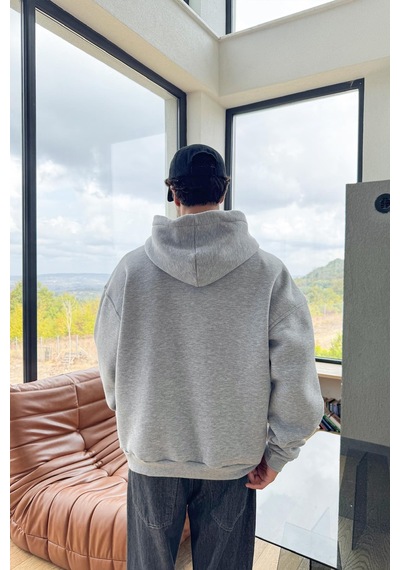 Flaw Yale Baskılı Hoodie Gri Gri