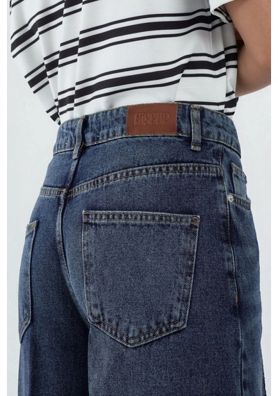 Hiccup Geniş Paça Raw Kot Pantolon Orta Mavi Denim